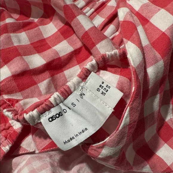 ASOS Red Gingham Patchwork Mini Dress – Puff Sleeve Cottagecore Babydoll Dress - Picture 10 of 10